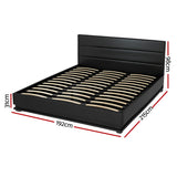Artiss Bed Frame King Size LED Gas Lift Black LUMI - Side View