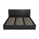 Artiss Bed Frame King Size LED Gas Lift Black LUMI - Top-Down View