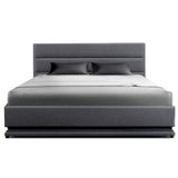 Artiss Bed Frame Queen Size LED Gas Lift Grey LUMI - Side View