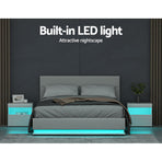 Artiss Bed Frame Queen Size LED Gas Lift White LUMI, image 4