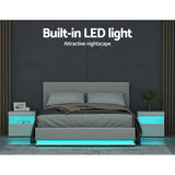 Artiss Bed Frame Queen Size LED Gas Lift White LUMI - Top-Down View