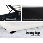 Artiss Bed Frame Queen Size LED Gas Lift White LUMI, image 6