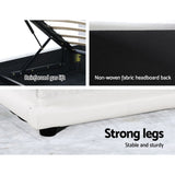 Artiss Bed Frame Queen Size LED Gas Lift White LUMI - Rear View