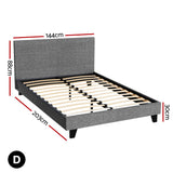 Artiss Bed Frame Double Size Grey NEO - Front View