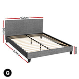 Artiss Bed Frame Queen Size Grey NEO - Front View