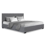 Artiss Bed Frame Double Size Gas Lift Grey NINO - Low Angle