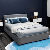 Artiss Bed Frame Double Size Gas Lift Grey NINO - Front View