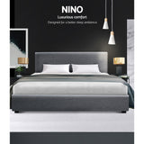 Artiss Bed Frame Double Size Gas Lift Grey NINO - Side View