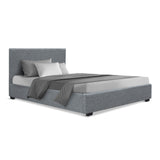 Artiss Bed Frame King Single Size Gas Lift Grey NINO - Low Angle