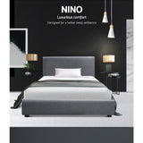 Artiss Bed Frame King Single Size Gas Lift Grey NINO - Side View