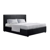 Artiss Bed Frame Queen Size Gas Lift Black NINO - Low Angle