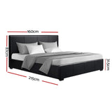 Artiss Bed Frame Queen Size Gas Lift Black NINO - Side View