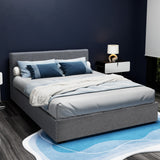 Artiss Bed Frame Queen Size Gas Lift Grey NINO - Front View