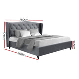Artiss Bed Frame Double Size Grey PIER - Side View