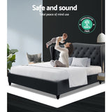 Artiss Bed Frame King Size Charcoal PIER - Close-Up Angle