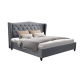 Artiss Bed Frame Queen Size Grey PIER - Close-Up Angle