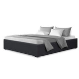Artiss Bed Frame Double Size Gas Lift Base Charcoal TOKI - Front View