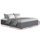 Artiss Bed Frame Double Size Gas Lift Base Grey TOKI - Front View