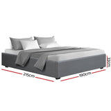 Artiss Bed Frame King Size Gas Lift Base Grey TOKI - Front View