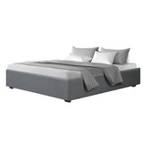 Artiss Bed Frame King Size Gas Lift Base Grey TOKI - Side View
