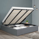 Artiss Bed Frame King Size Gas Lift Base Grey TOKI - Close-Up Angle