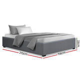 Artiss Bed Frame King Single Size Gas Lift Base Grey TOKI - Front View