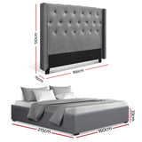 Artiss Queen Bed Frame Storage Tufted Headboard Gas Lift Base Grey - Top-Down View