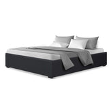 Artiss Bed Frame Queen Size Gas Lift Base Charcoal TOKI - Front View
