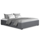 Artiss Bed Frame Queen Size Gas Lift Base Grey TOKI - Low Angle
