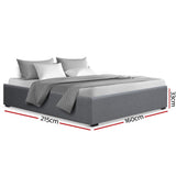 Artiss Bed Frame Queen Size Gas Lift Base Grey TOKI - Front View