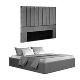 Artiss Double Bed Frame with Storage Grey Velvet Headboard Gas Lift Platform Base - Close-Up Angle