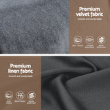 Artiss King Bed Frame with Storage Grey Velvet Headboard Gas Lift Platform Base - Rear View