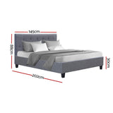 Artiss Bed Frame Double Size Grey VANKE - Side View