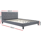 Artiss Bed Frame Queen Size Grey VANKE - Front View