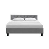 Artiss Bed Frame Queen Size Grey VANKE - Side View