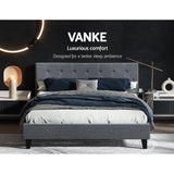 Artiss Bed Frame Queen Size Grey VANKE - Top-Down View