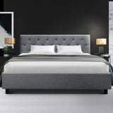 Artiss Bed Frame Queen Size Grey VANKE - Close-Up Angle