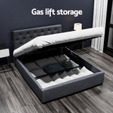 Artiss Bed Frame Double Size Gas Lift Charcoal VILA - Top-Down View