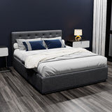 Artiss Bed Frame Double Size Gas Lift Charcoal VILA - Close-Up Angle