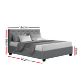 Artiss Bed Frame Double Size Gas Lift Grey VILA - Front View