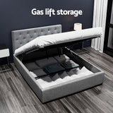 Artiss Bed Frame Double Size Gas Lift Grey VILA - Top-Down View