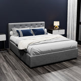 Artiss Bed Frame Double Size Gas Lift Grey VILA - Close-Up Angle