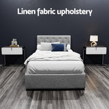 Artiss Bed Frame King Single Size Gas Lift Grey VILA - 45-Degree Angle