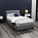 Artiss Bed Frame King Single Size Gas Lift Grey VILA - Close-Up Angle