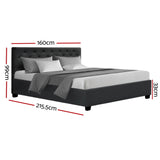 Artiss Bed Frame Queen Size Gas Lift Charcoal VILA - Front View