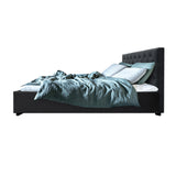 Artiss Bed Frame Queen Size Gas Lift Charcoal VILA - Top-Down View