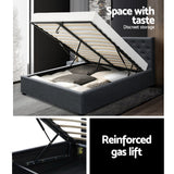 Artiss Bed Frame Queen Size Gas Lift Charcoal VILA - 45-Degree Angle