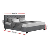 Artiss Bed Frame Queen Size Gas Lift Grey VILA - Front View