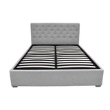 Artiss Bed Frame Queen Size Gas Lift Grey VILA - Side View