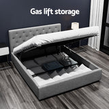 Artiss Bed Frame Queen Size Gas Lift Grey VILA - Top-Down View